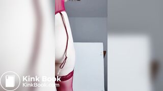 Shitting in red lingerie