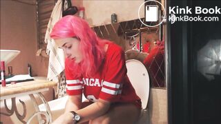 Pink haired girl pooping 2