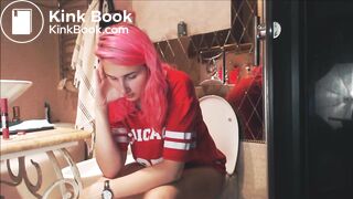 Pink haired girl pooping 2