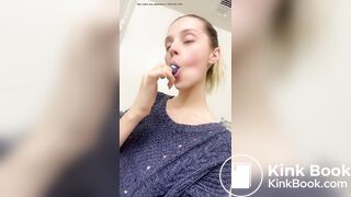 Blonde Teen Cleans Her Dirty Butt Plug