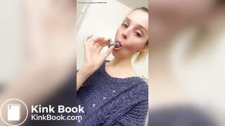 Blonde Teen Cleans Her Dirty Butt Plug