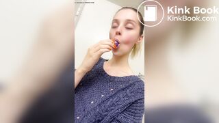 Blonde Teen Cleans Her Dirty Butt Plug
