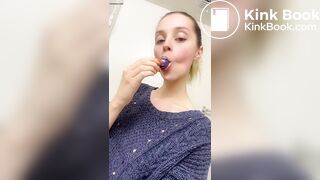 Blonde Teen Cleans Her Dirty Butt Plug