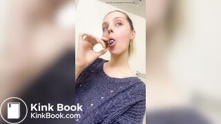 Blonde Teen Cleans Her Dirty Butt Plug