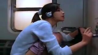 Girl pooping in train