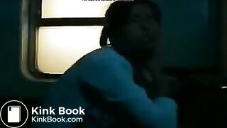 Girl pooping in train