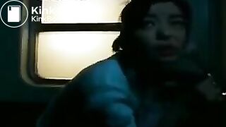 Girl pooping in train