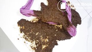 Pink panties ruined with huge poop