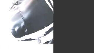 Hard poop in nylon shorts.