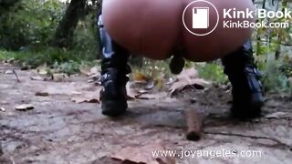 Pooping together in the woods..