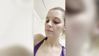 Teen Blonde swallows a turd