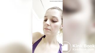 Teen Blonde swallows a turd