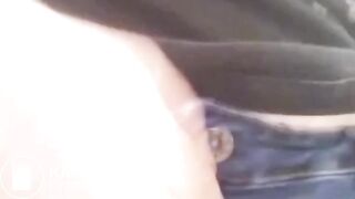 Unzipping jeans sitting on the potty shitting