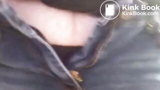 Unzipping jeans sitting on the potty shitting
