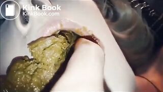 Laying down eating shit