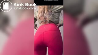 Girl messes diaper under leggings