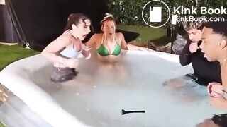Girl poops her swim shorts
