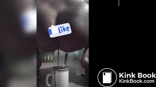 Girl has explosive squirty diarrhea in coffee cup