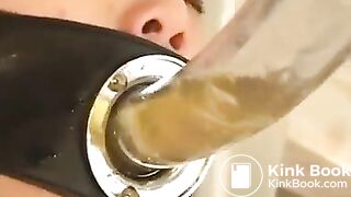 Asian girl drink from a tube
