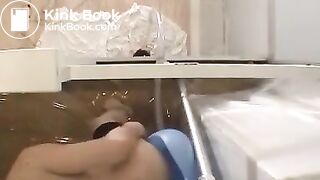 Asian girl drink from a tube