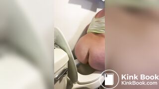 chick shits in bathrooom