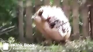 Cute Russian woman outdoor spy poop 148