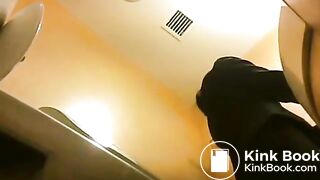 Japanese girl takes quick poop on public toilet