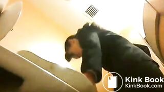 Japanese girl takes quick poop on public toilet