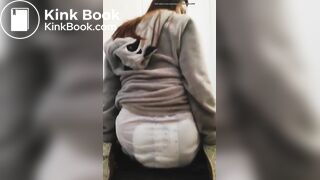 Girl bounces In her messy diaper