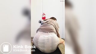 Girl bounces In her messy diaper
