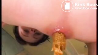 Naked Girl So Struggling To Shit Outside Pool