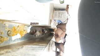girl pissing shit ditch toilet