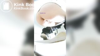 Chinese woman is taking a shit