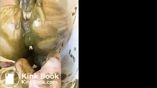 Cute girl smearing shit