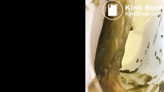 Cute girl smearing shit