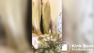 Cute girl smearing shit