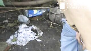 Nasty crack whore poops outdoors..