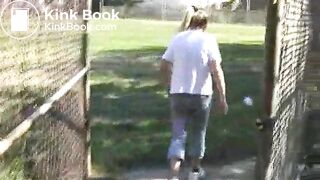 Nasty crack whore poops outdoors..