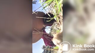 German lady outdoor poo..