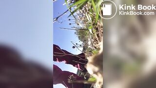 German lady outdoor poo..