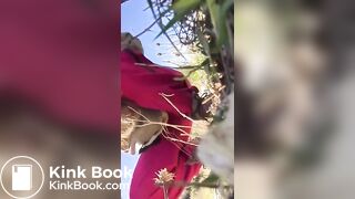 German lady outdoor poo..