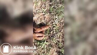 German lady outdoor poo..