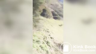 German lady outdoor poo..