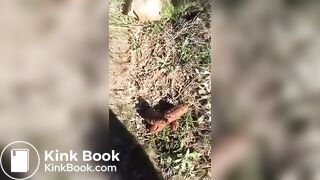 German lady outdoor poo..