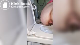 Push out big turd in toilet