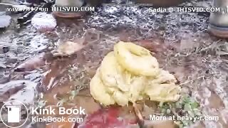 Desi aunty shitting in the open