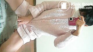 Japanese amateur natural shitting to container