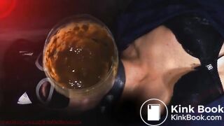 Human toilet swallows piss and shit through a funnel