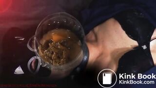 Human toilet swallows piss and shit through a funnel