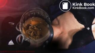 Human toilet swallows piss and shit through a funnel